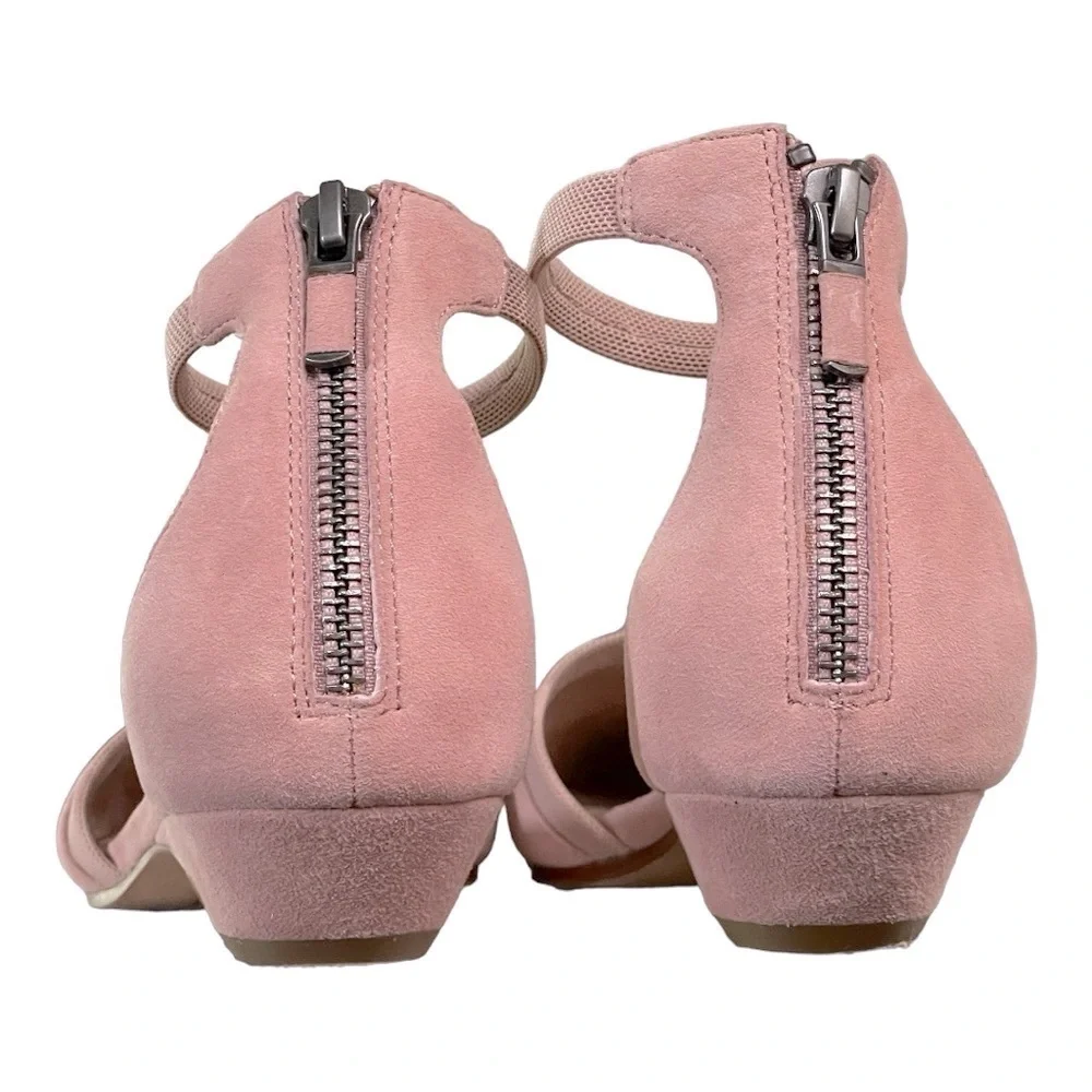 Eileen Fisher Suede Ankle Strap Pumps | Blush Pink Block Heel | Size 5.5